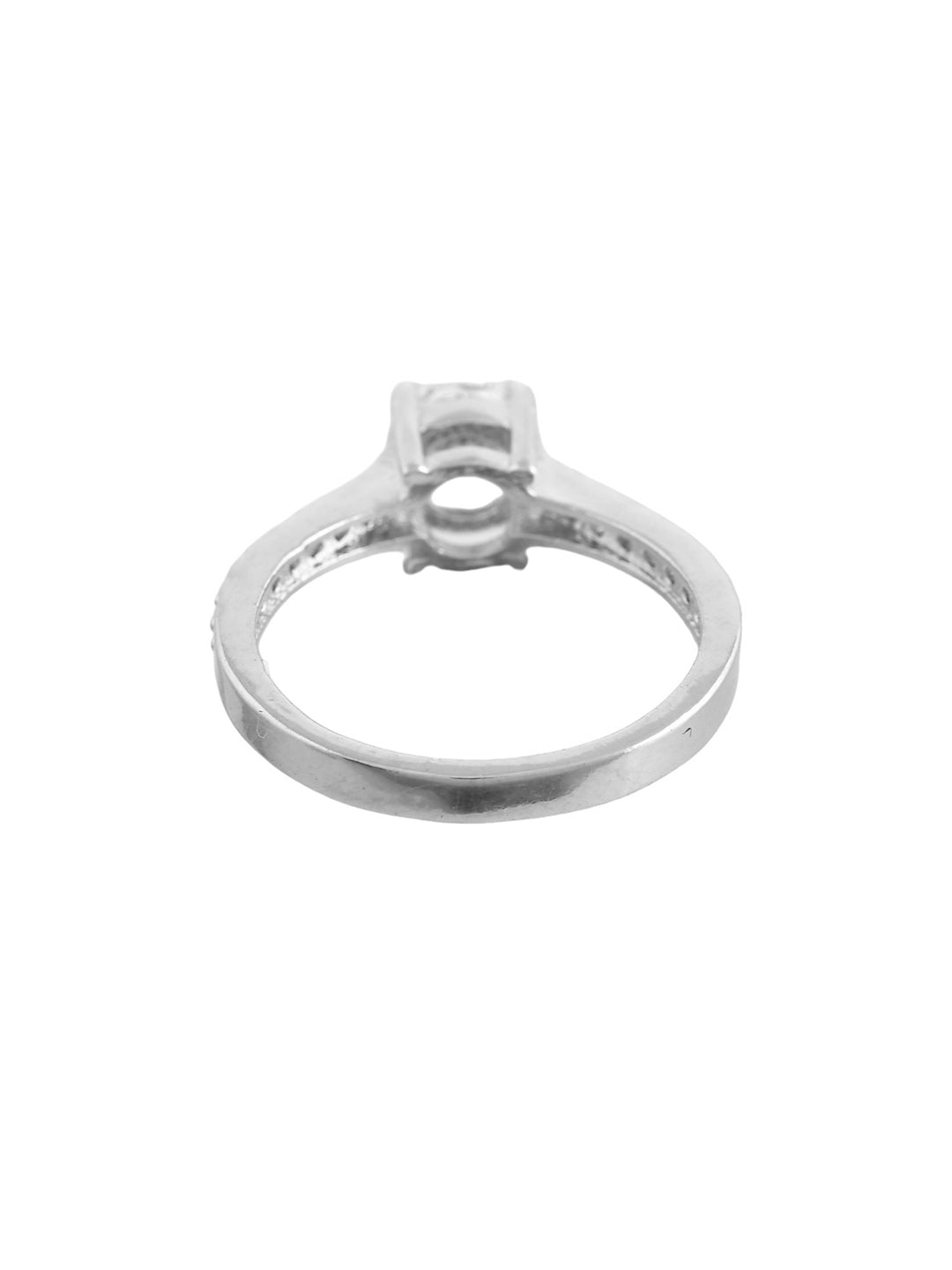 Round dimond Studded  Silver-Plated Finger Ring