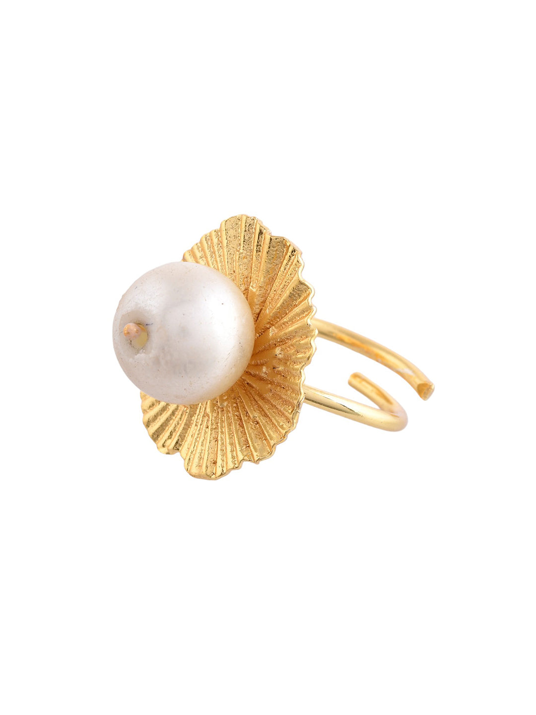 Gold-Plated Pearl-Studded Ring