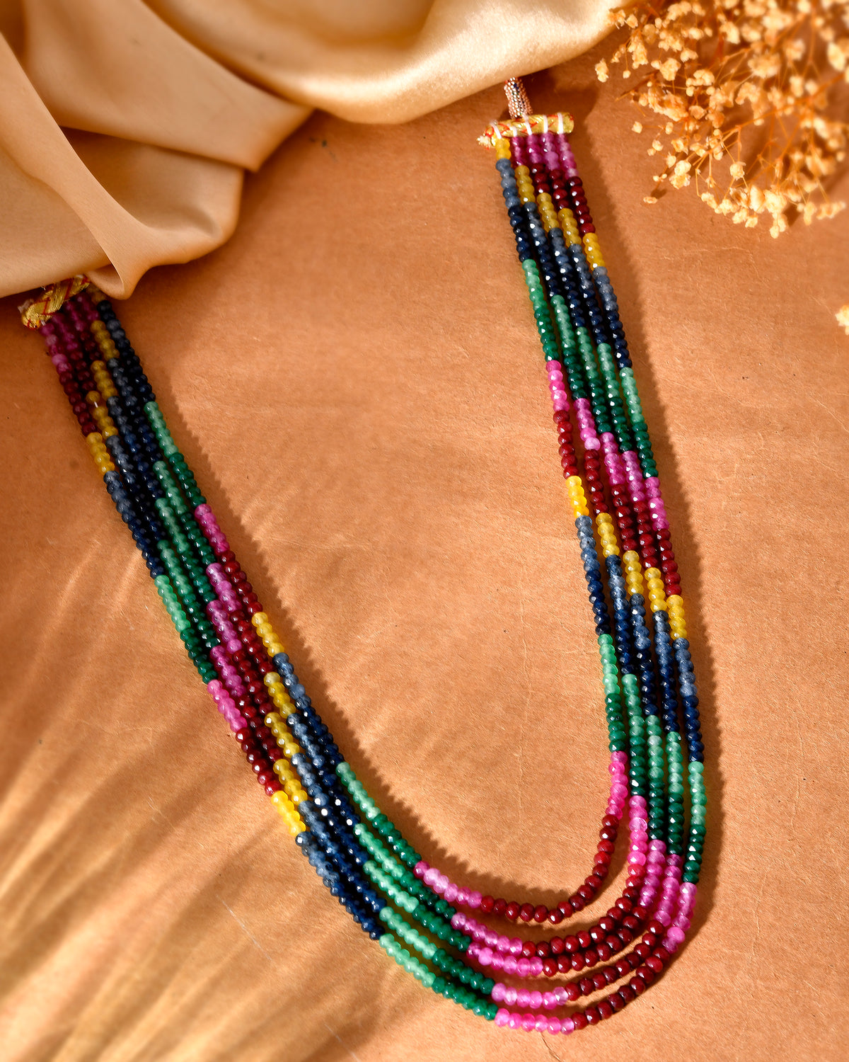 Traditional Ethnic & Classic Multicolour Onyx Stone Beads Multi Layer Necklace for Women & Girls