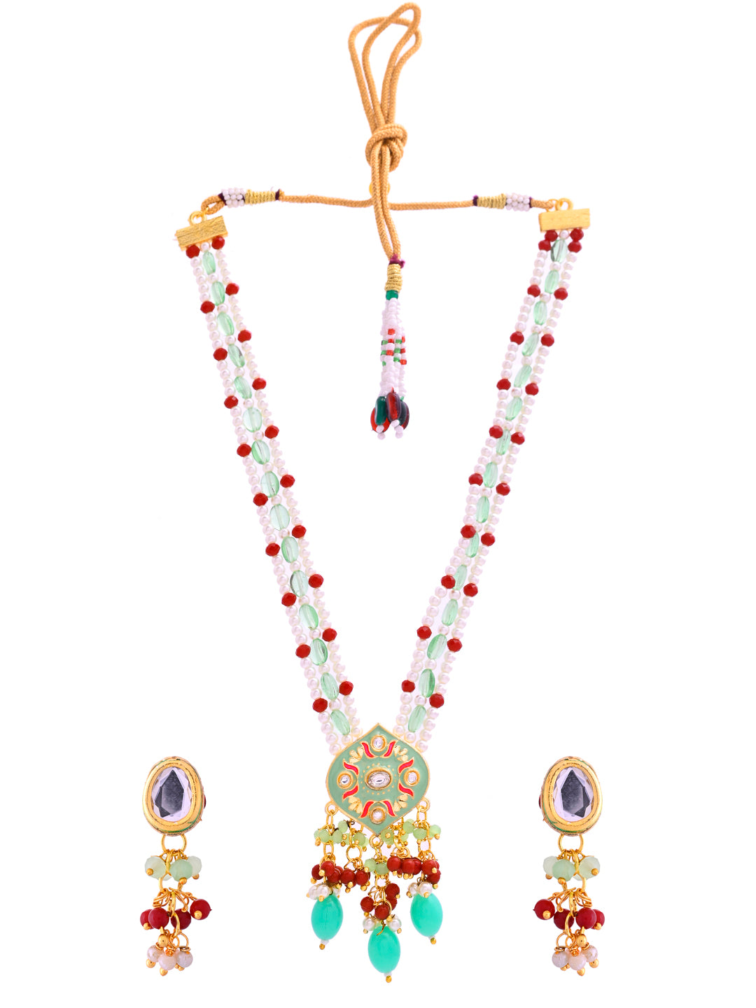 Kundan Pendant Necklace Set With Earrings For Women & Girls | Ethnic Bridal & Festive Jewellery