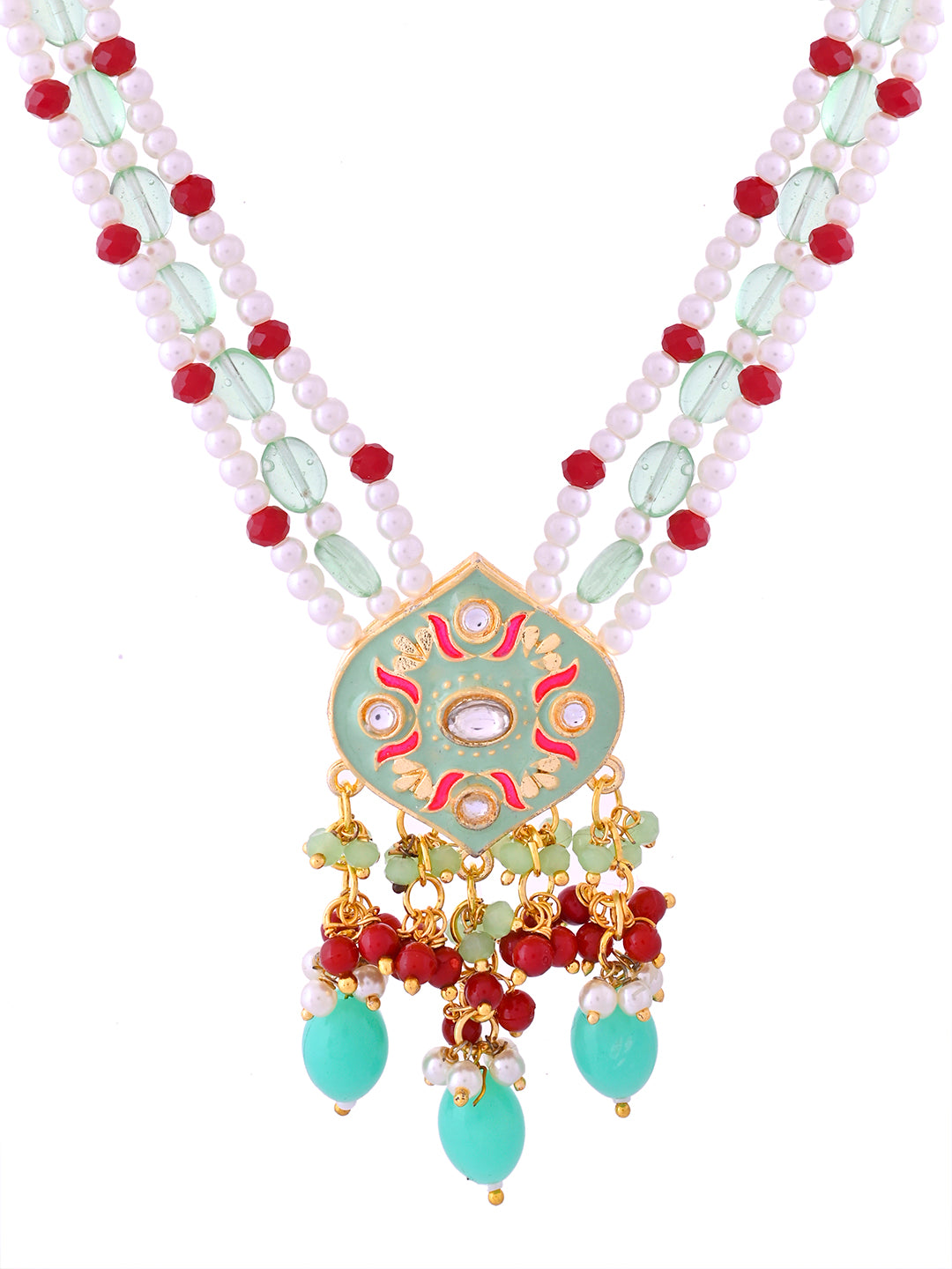 Kundan Pendant Necklace Set With Earrings For Women & Girls | Ethnic Bridal & Festive Jewellery