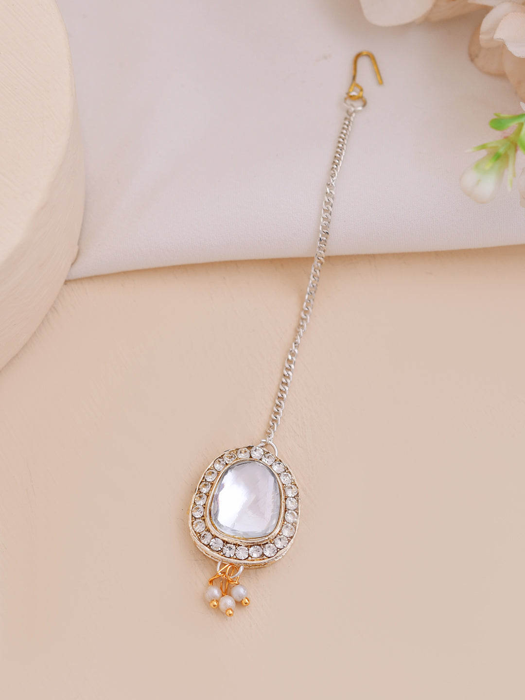 Ethnic & Traditional Maang Tikka with Pearl Drops For Women