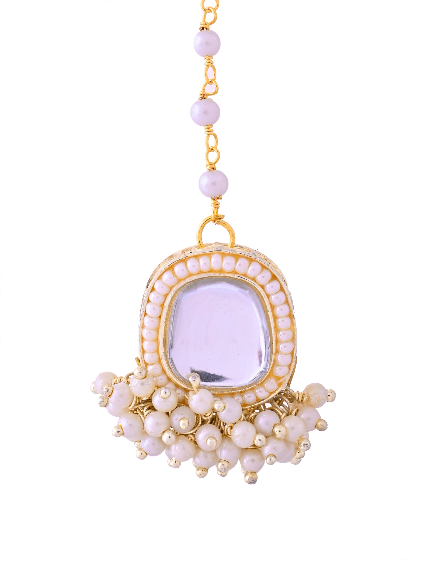 Traditional  Maang Tikka with Pearl Drops For Women