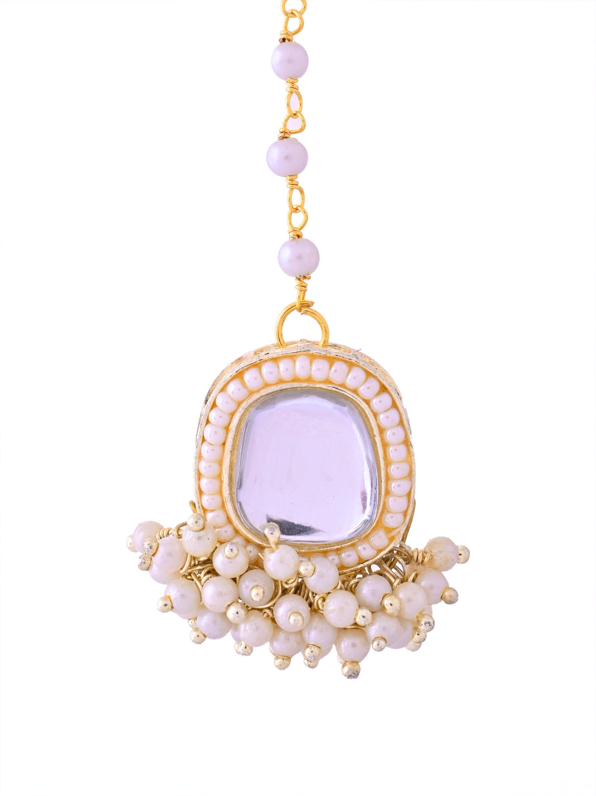 Traditional  Maang Tikka with Pearl Drops For Women