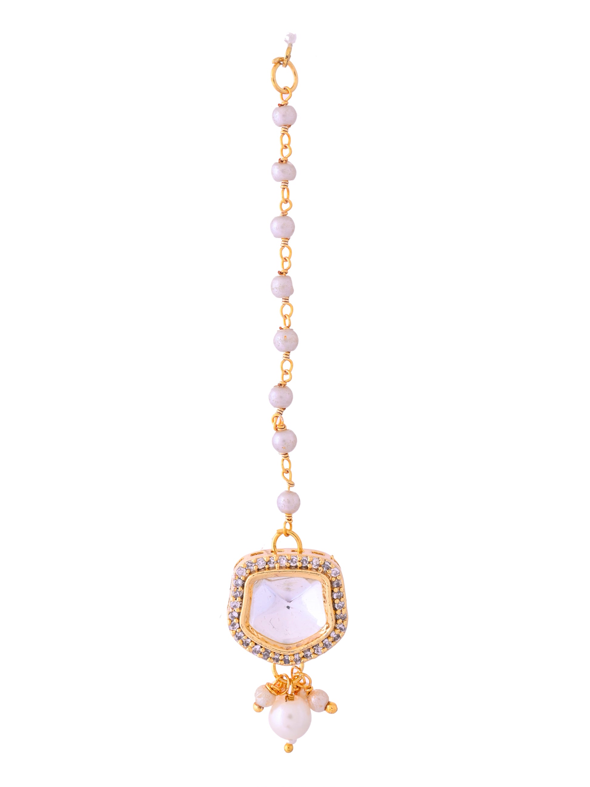 Traditional Ethnic  Maang Tikka with Pearl Drops For Women