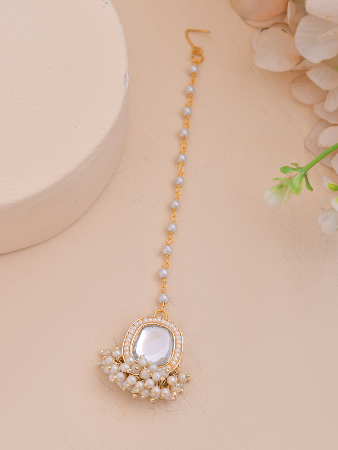 Traditional  Maang Tikka with Pearl Drops For Women