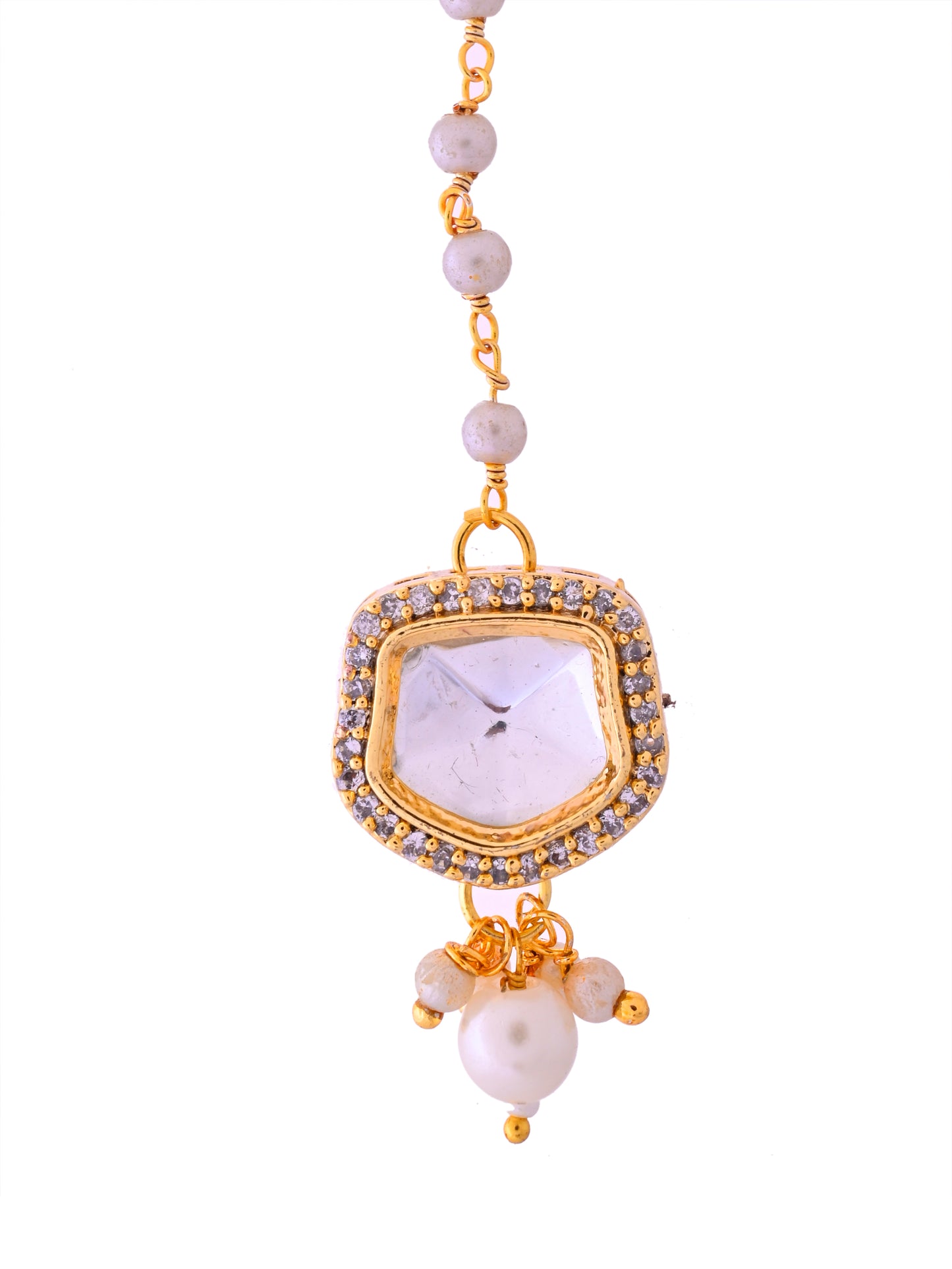 Traditional Ethnic  Maang Tikka with Pearl Drops For Women