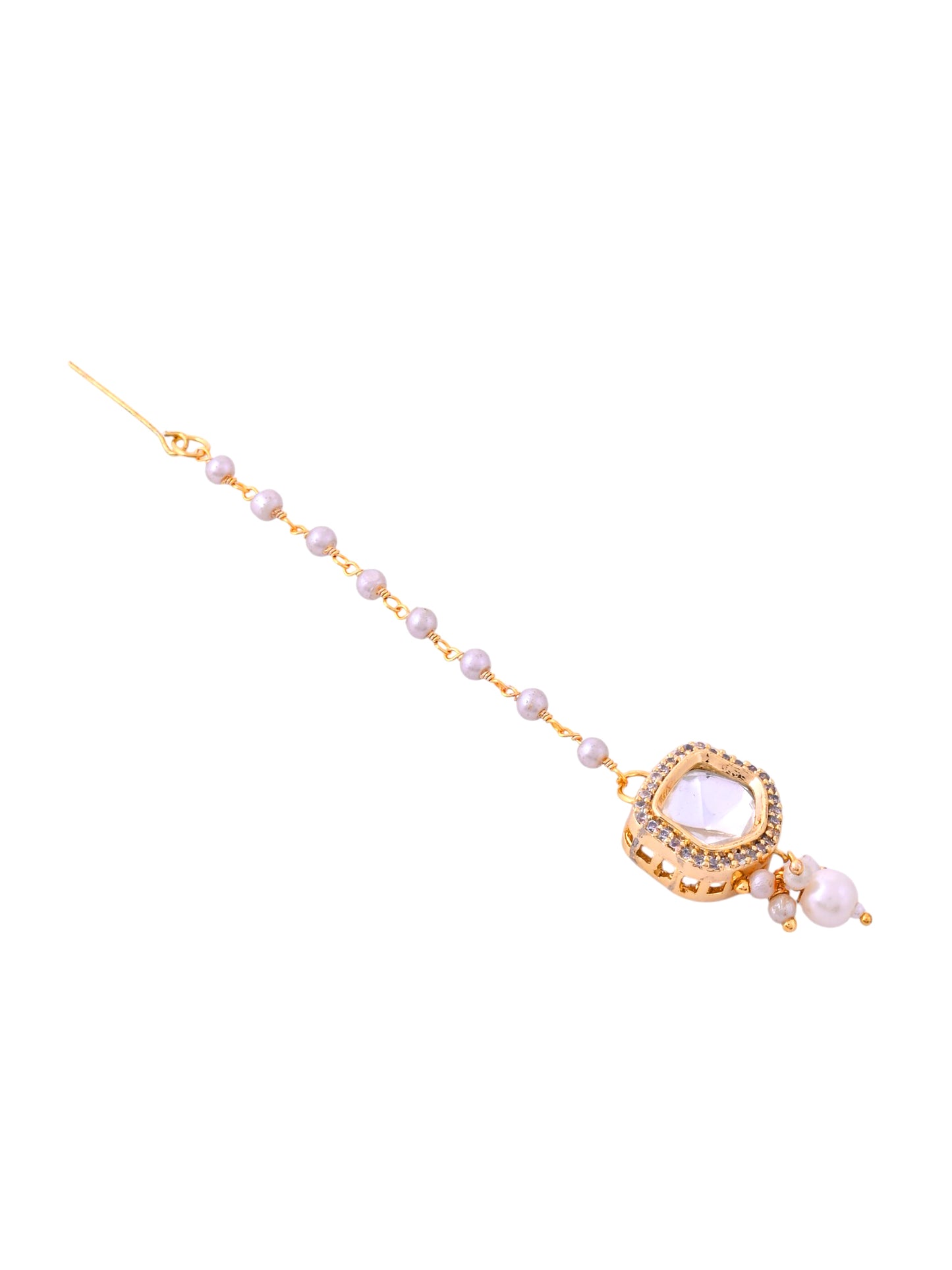 Traditional Ethnic  Maang Tikka with Pearl Drops For Women