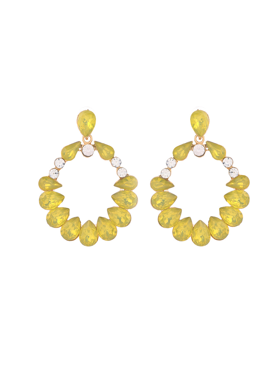 Yellow & Gold Floral Stud Earrings for women