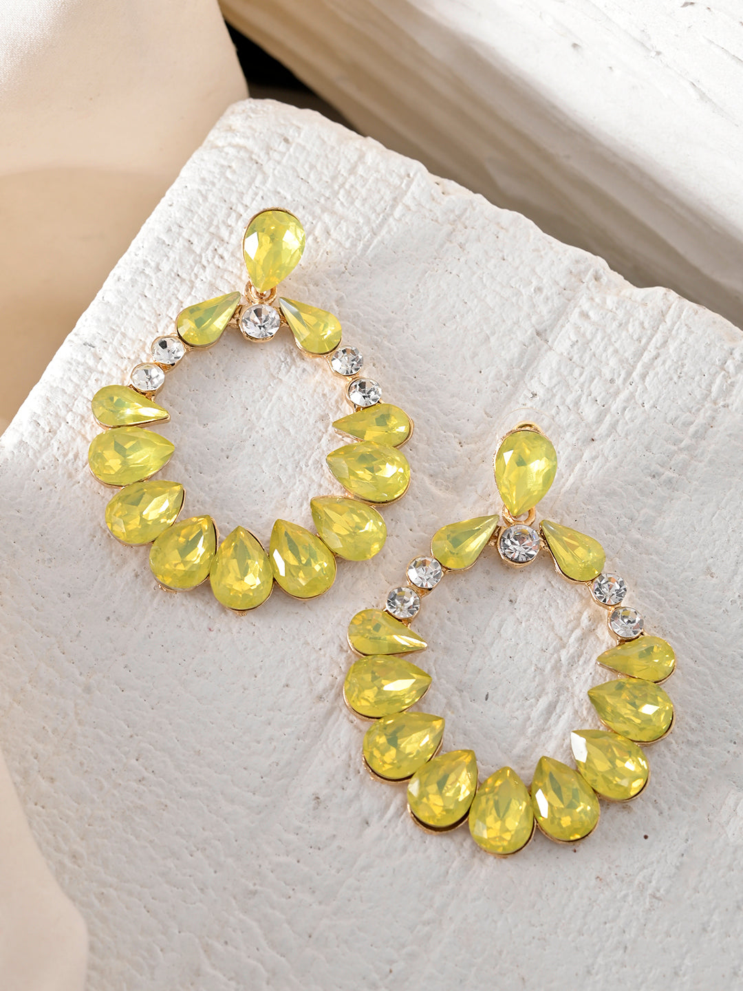 Yellow & Gold Floral Stud Earrings for women