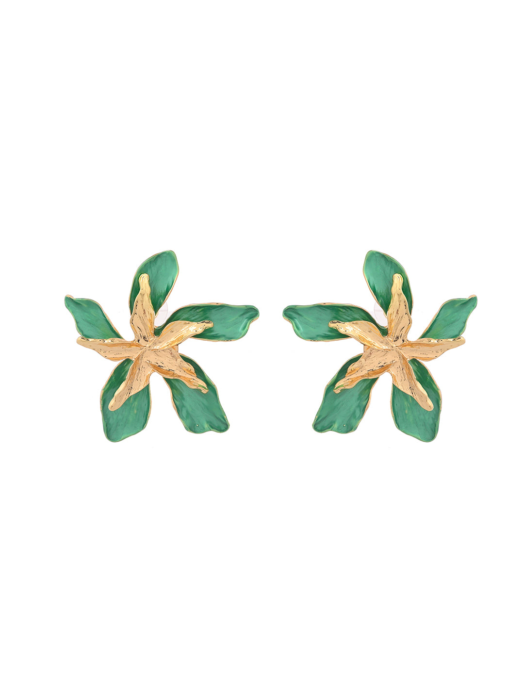 Green and Gold Floral Earrings for women | Ethnic & Daily Wear Earring