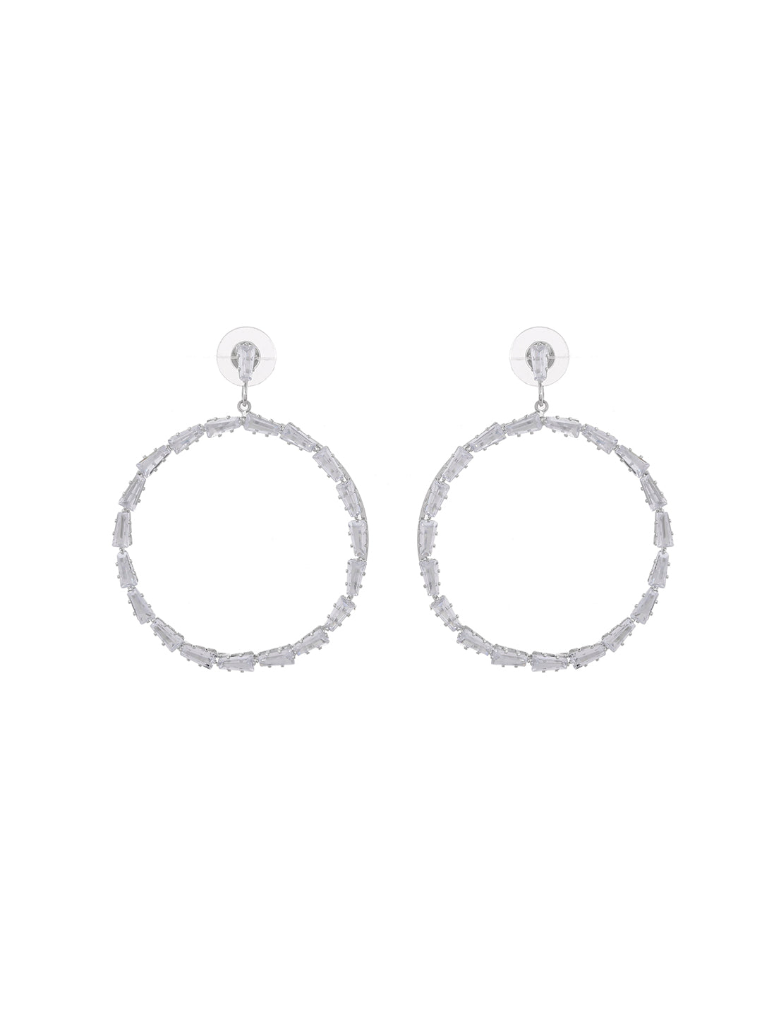 Silver Hoop Earrings with Polished Bead for women