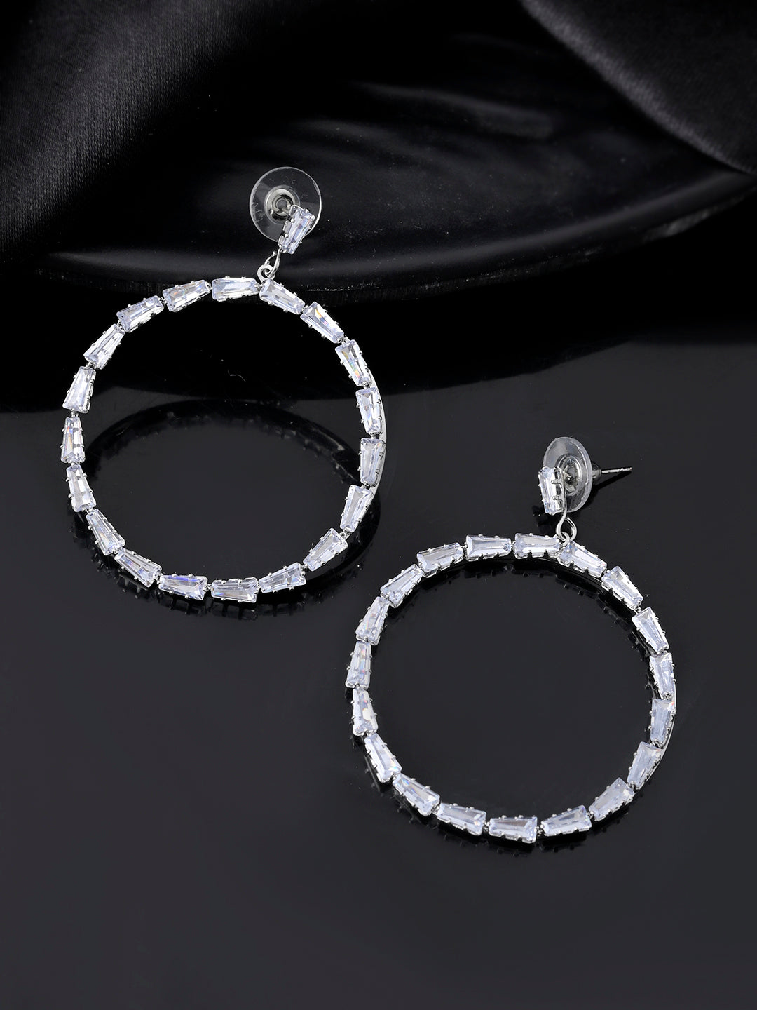 Silver Hoop Earrings with Polished Bead for women