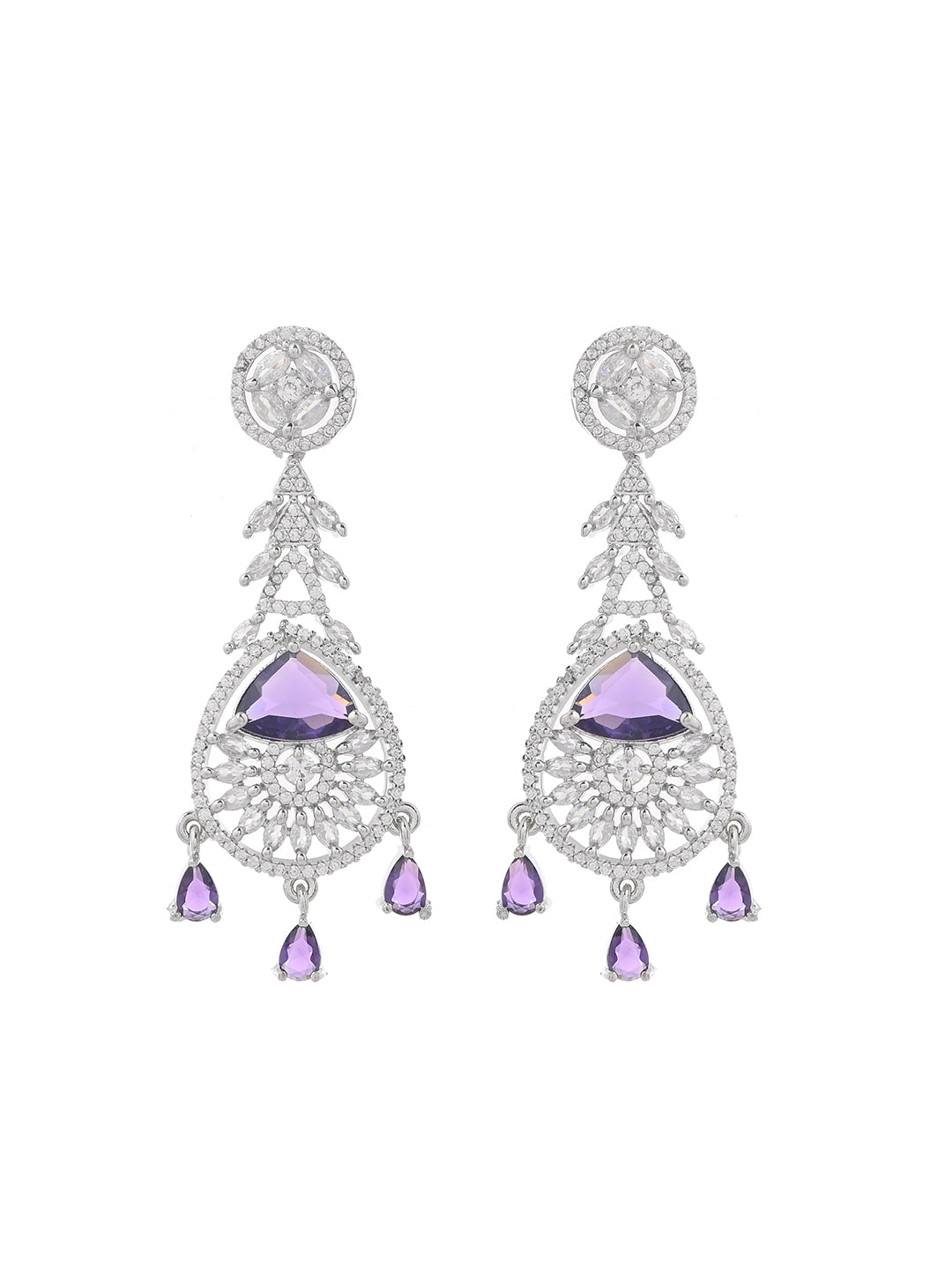 Purple American Diamond Silver Plated | Earring For Woman