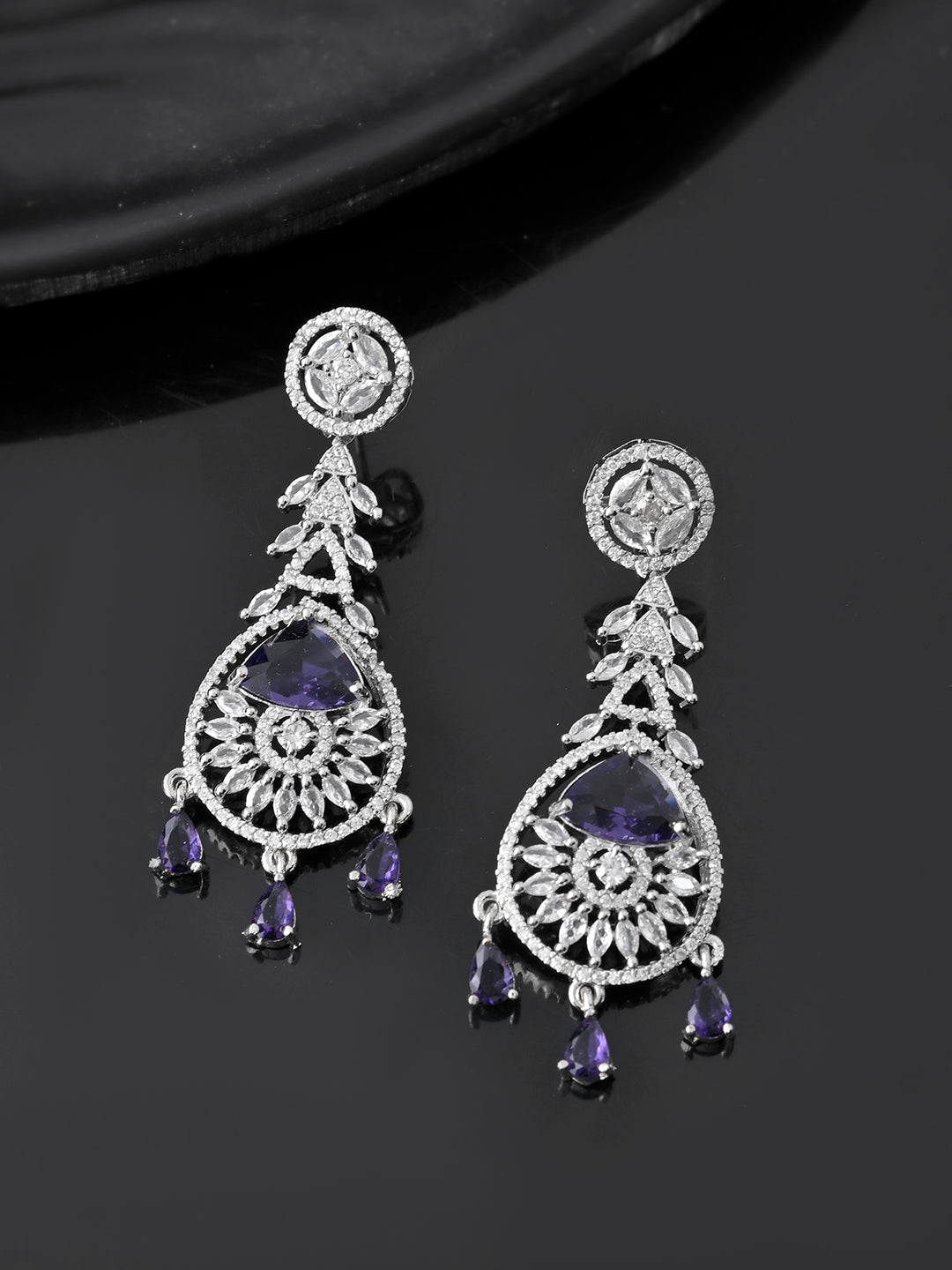 Purple American Diamond Silver Plated | Earring For Woman