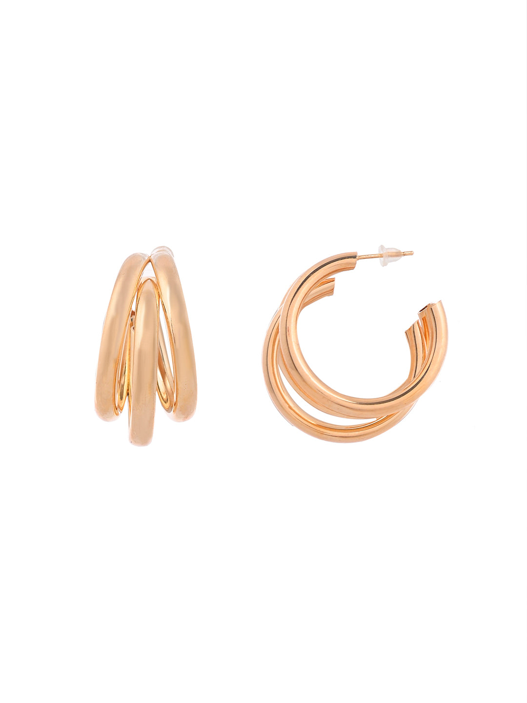 Triple Loop Gold Hoop Earrings For Women