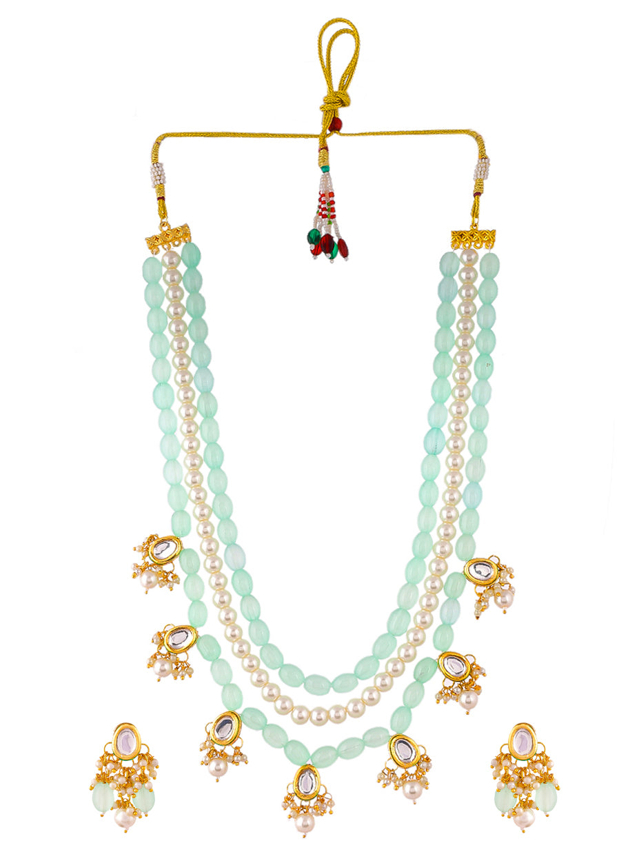 Traditional Pearl Layered Long Jewellery Set For Women