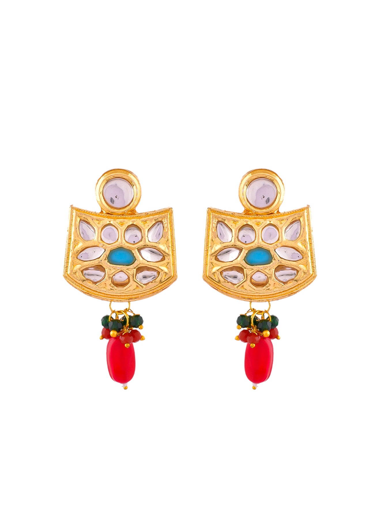Red Green choker Kundan jewellery Set