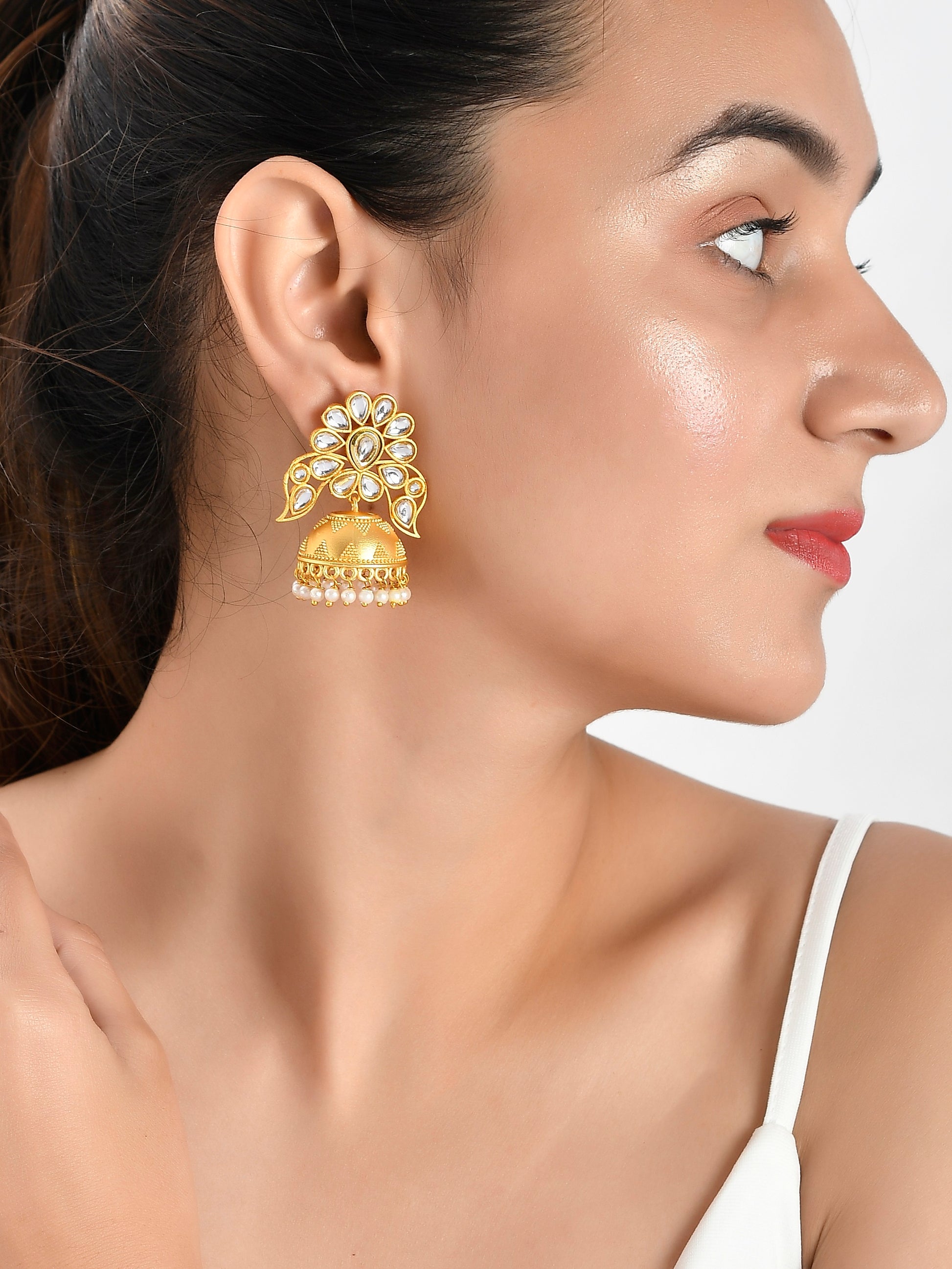 Kundan Ethnic Traditional Jhumka Earrings