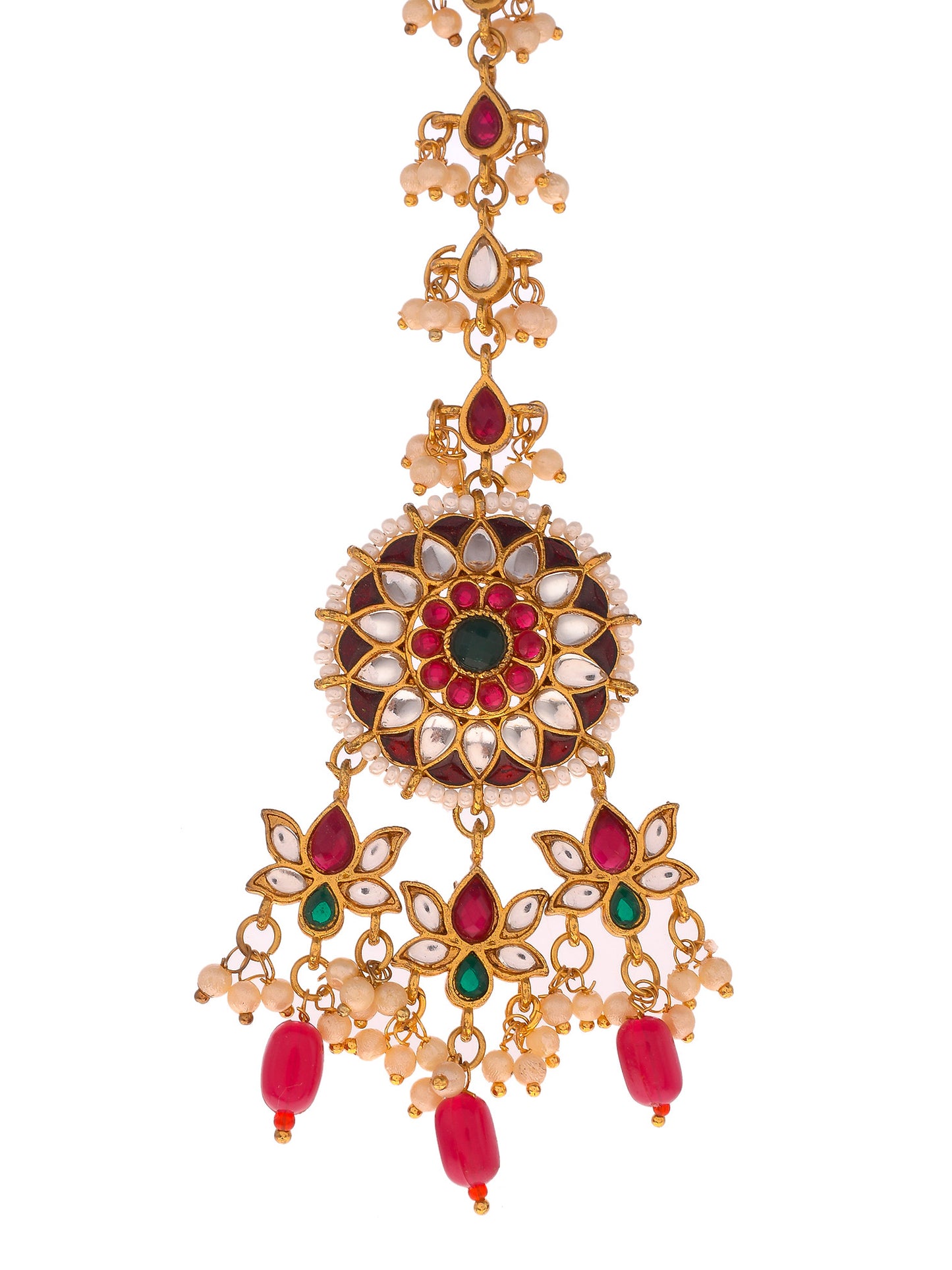 Gold Plated Kundan Stones Ethnic Necklace Jewellery set.