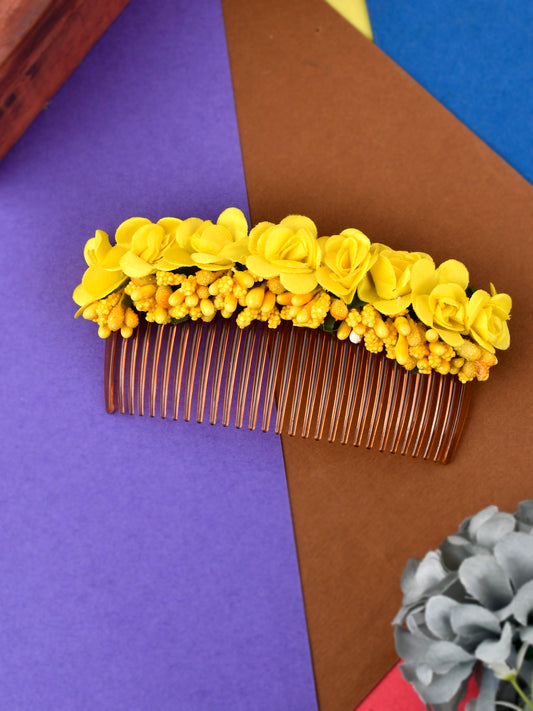 Yellow Floral Handcrafed Hair Accessory for Women Online
