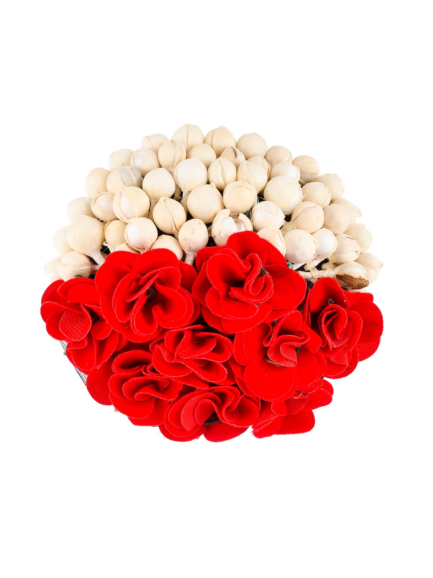 Designer Red Rose with Mogra Hair Bun Cover for wedding