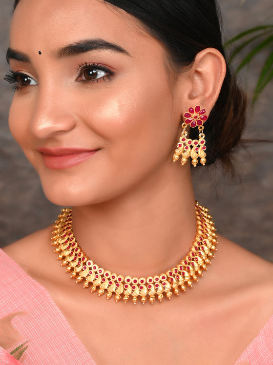 Gold Plated Handcrafted Floral Jewellery Set