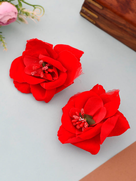Set of 2 Red Flower Hair Accessory for Women Online