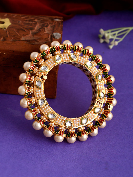 Gold Plated Kundan Heavy Gokhru Beaded Bracelets for Women Online