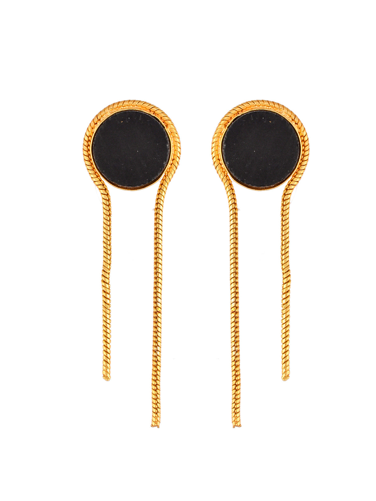 Gold plated Chained Black Onyx Earrings