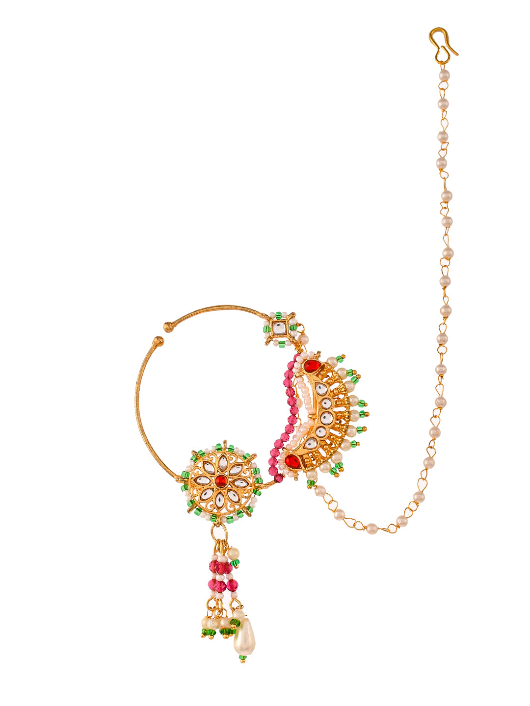 Buy Bridal Kundan Rajputi Nath Nose Ring for Women Online at