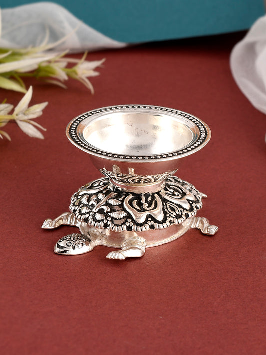 999 Sterling Silver Tortoise Diya for Pooja
