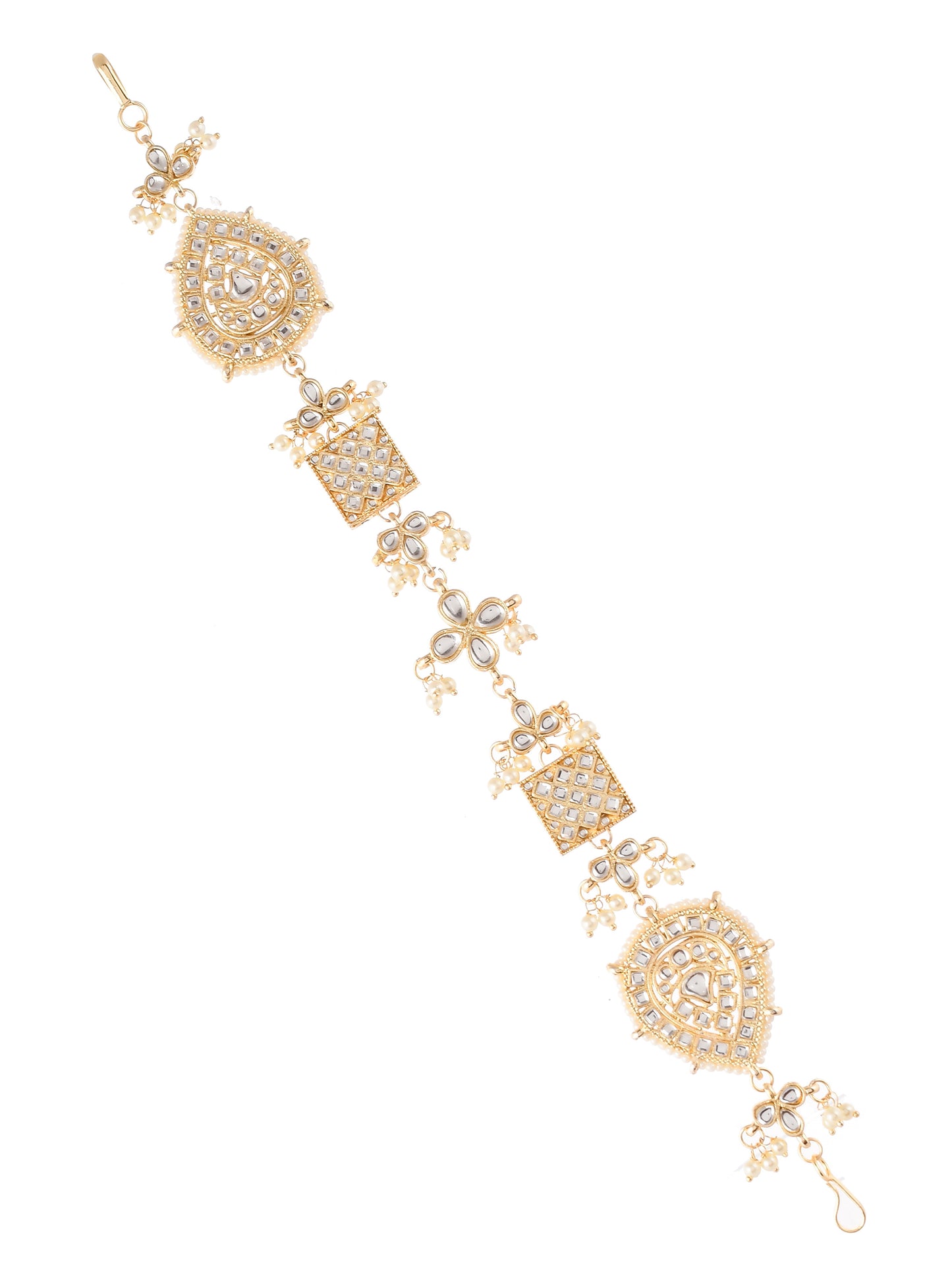 Gold Plated Kundan Stone Studded Head Chain