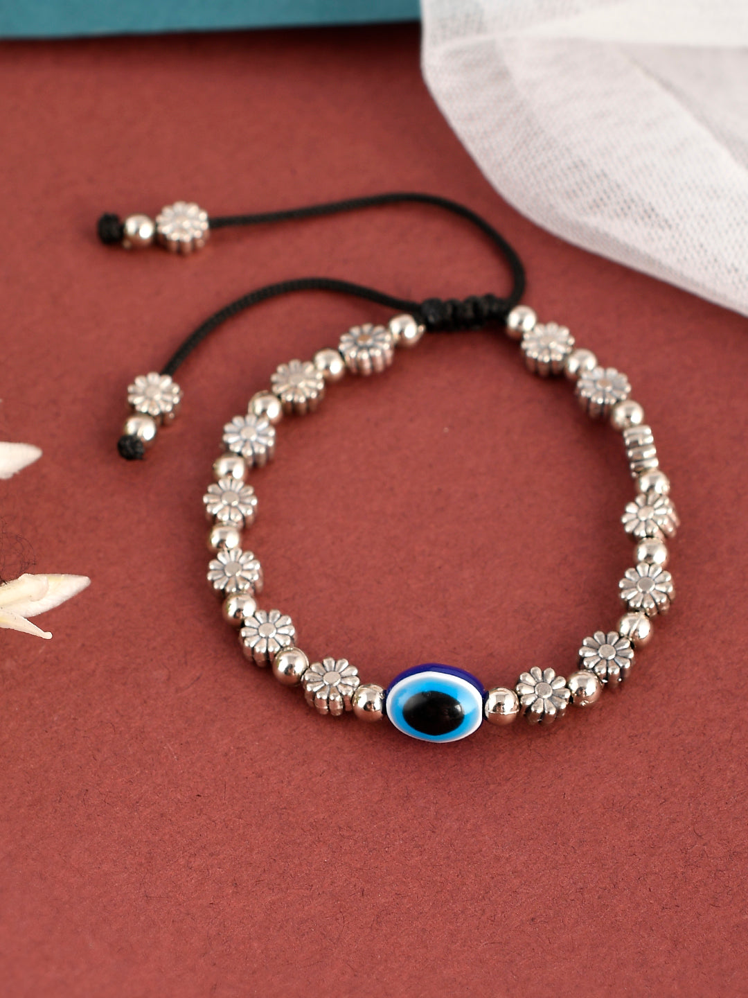Silver Plated Oxidised | Evil Eye Bracelet For Girls
