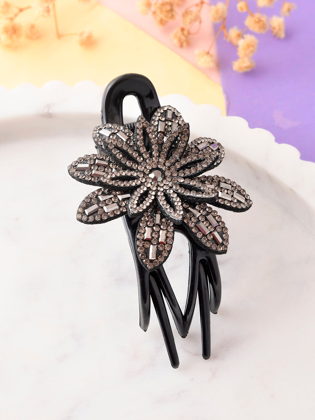 Crystal Flower Claw Clip