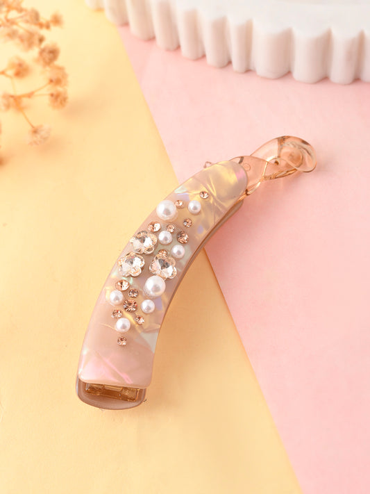 Pearl Cz Hair Banana Clip