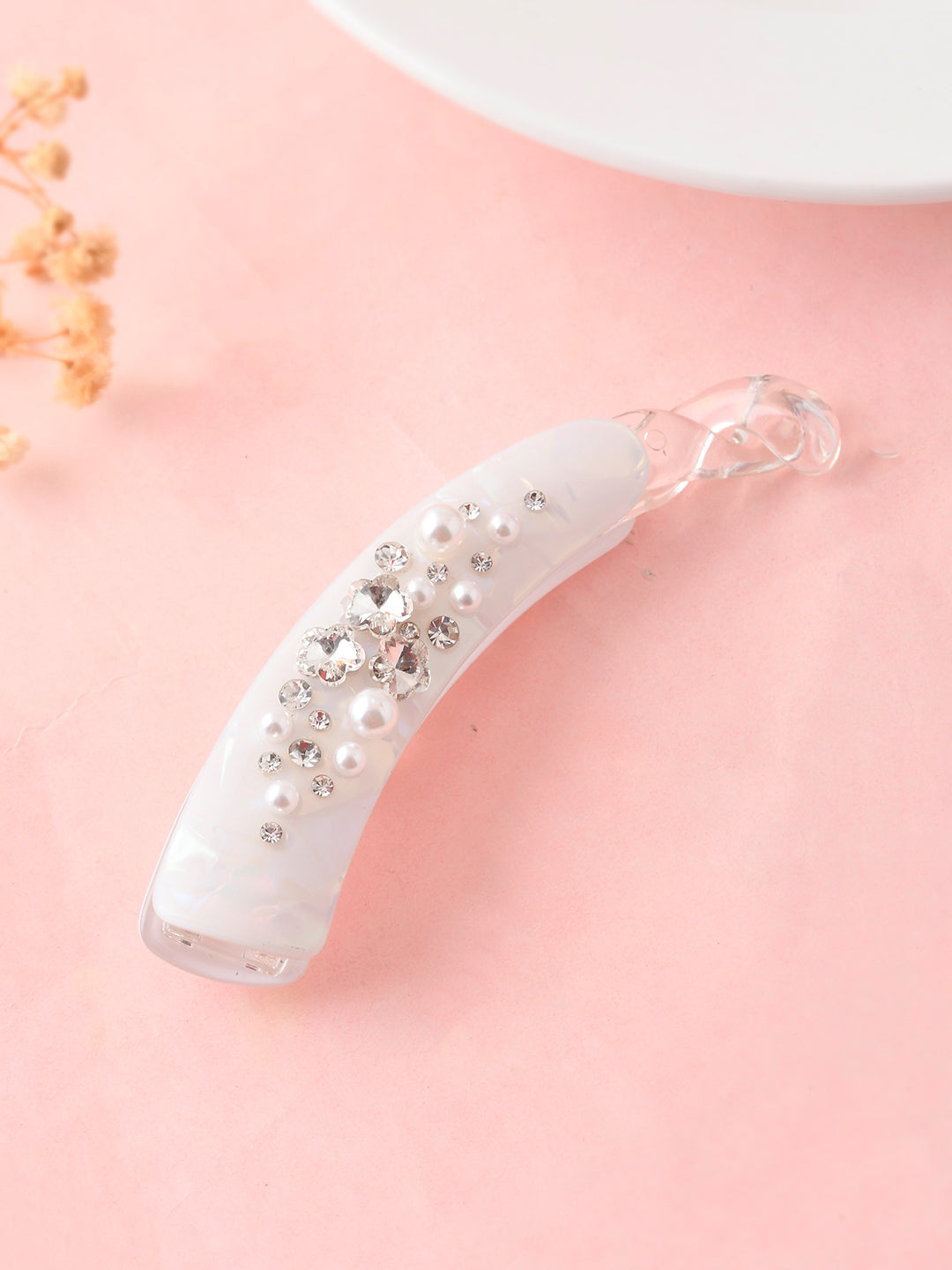 Pearl Cz Hair Banana Clip