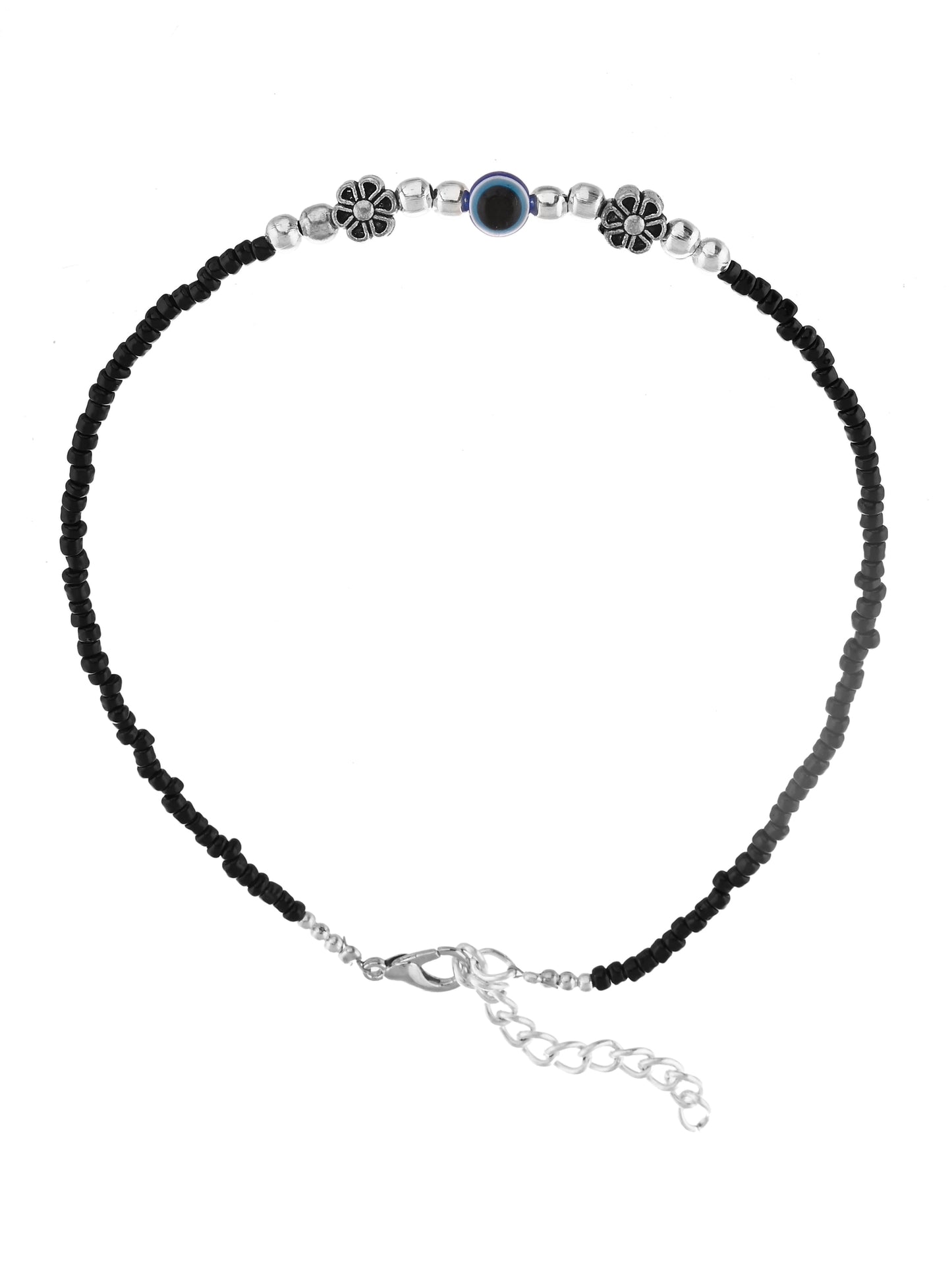 Black beads evil eye anklet