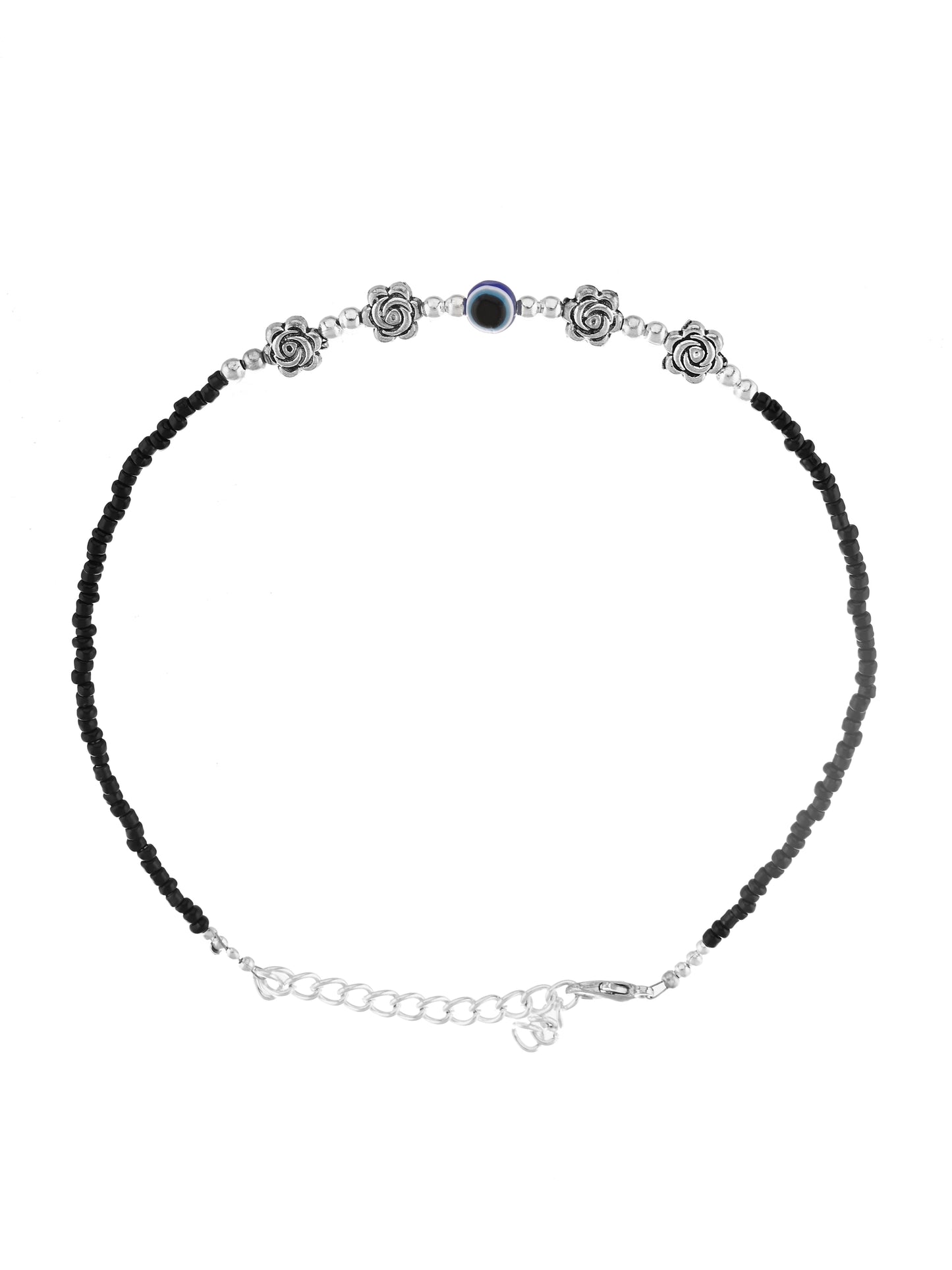 Black thread evil eye anklet