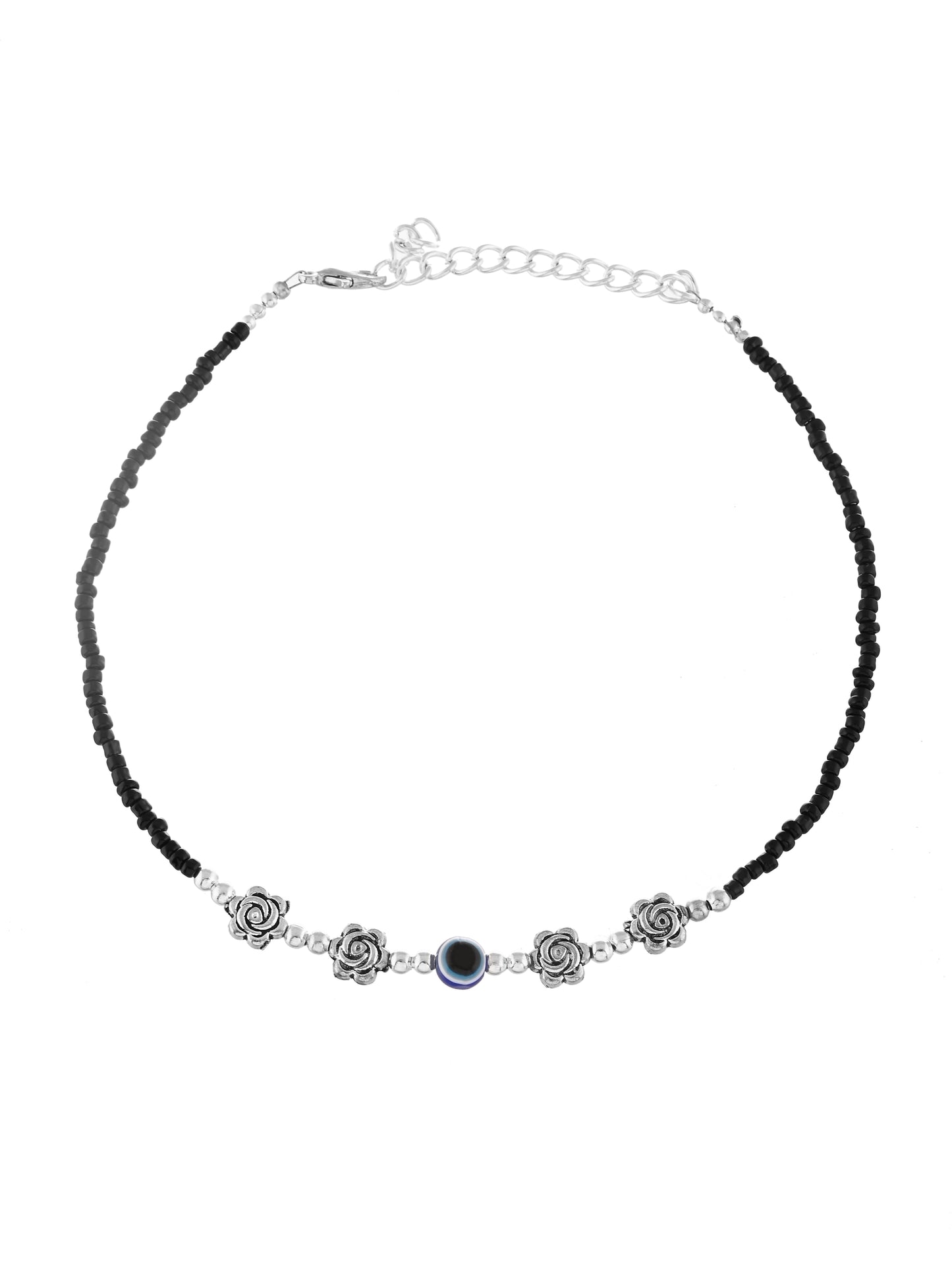 Black thread evil eye anklet