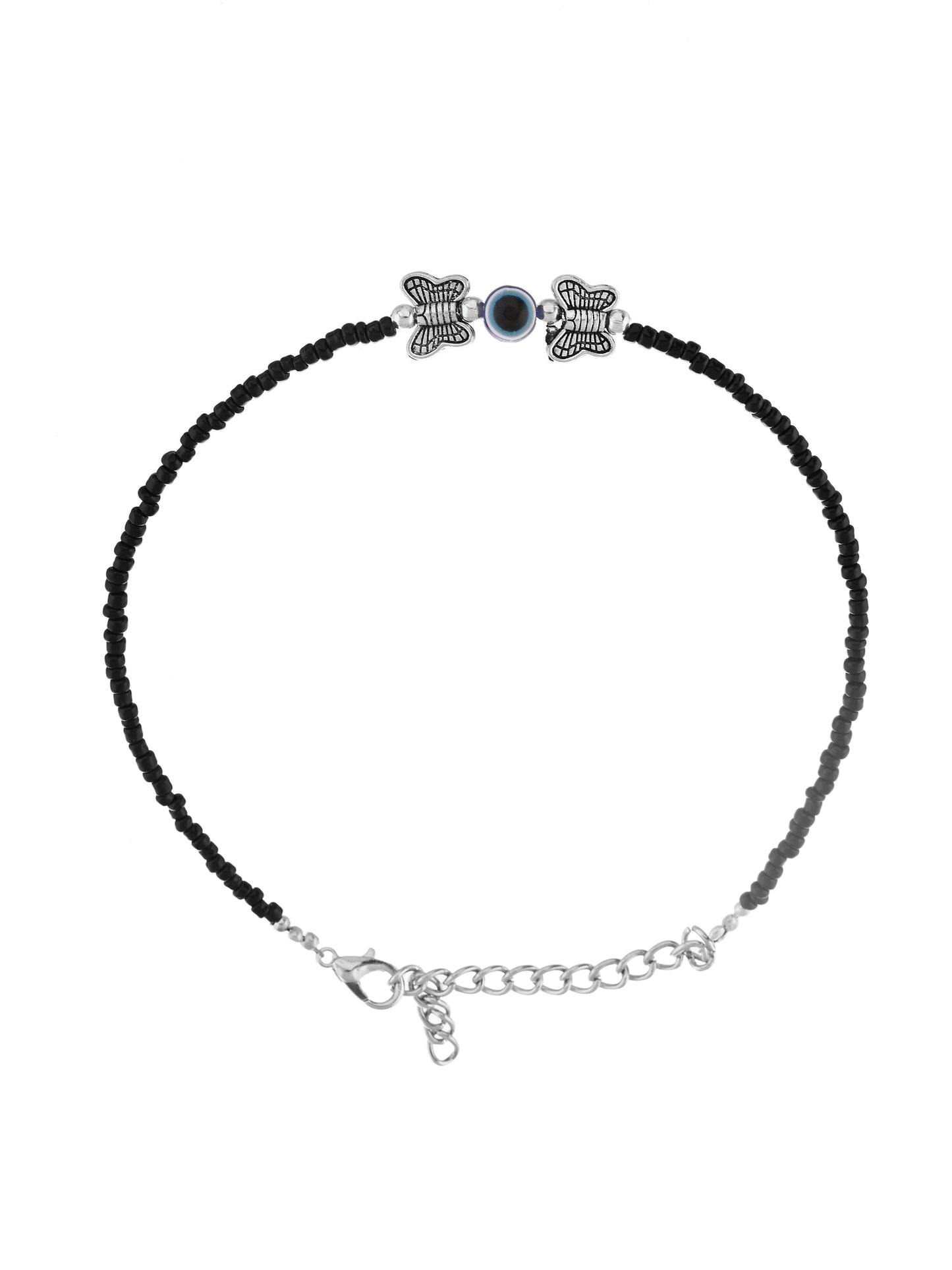 Black thread evil eye anklet