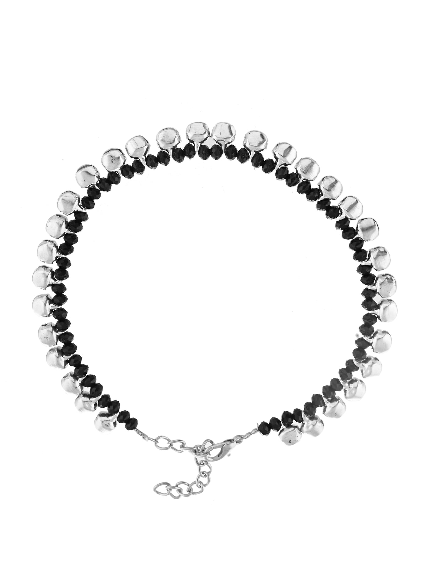 Black beads evil eye anklet