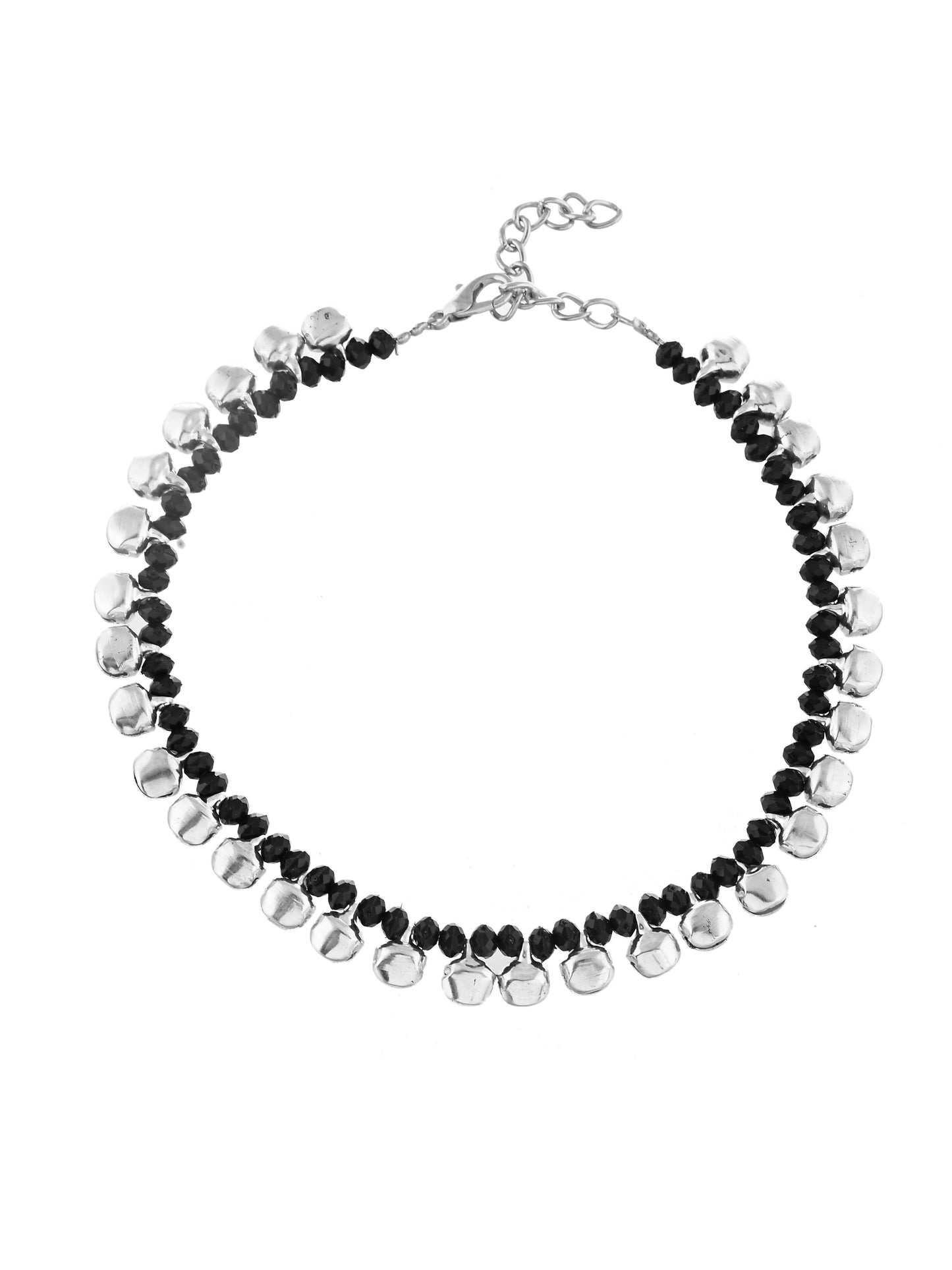 Black beads evil eye anklet