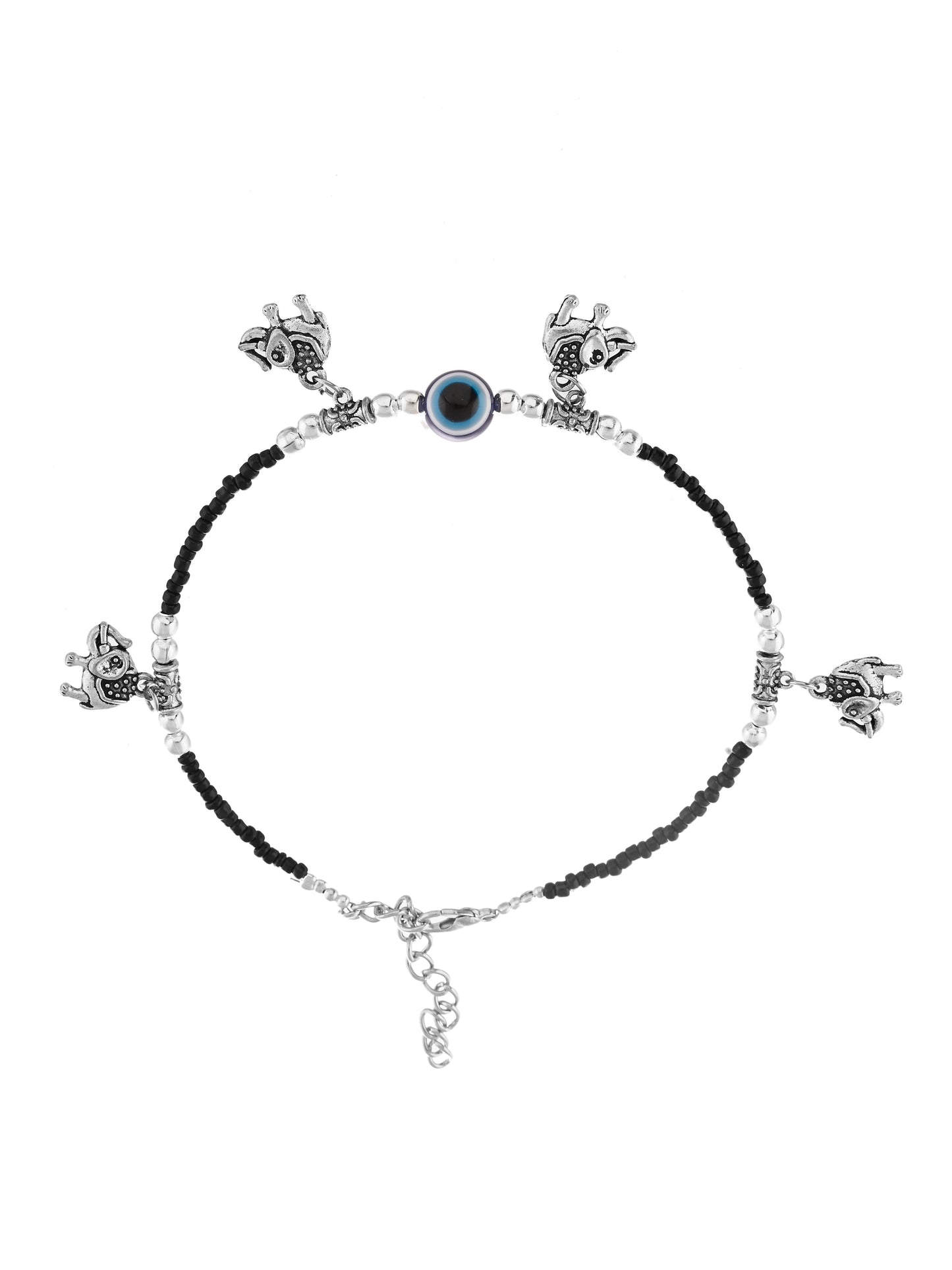 Black thread evil eye anklet