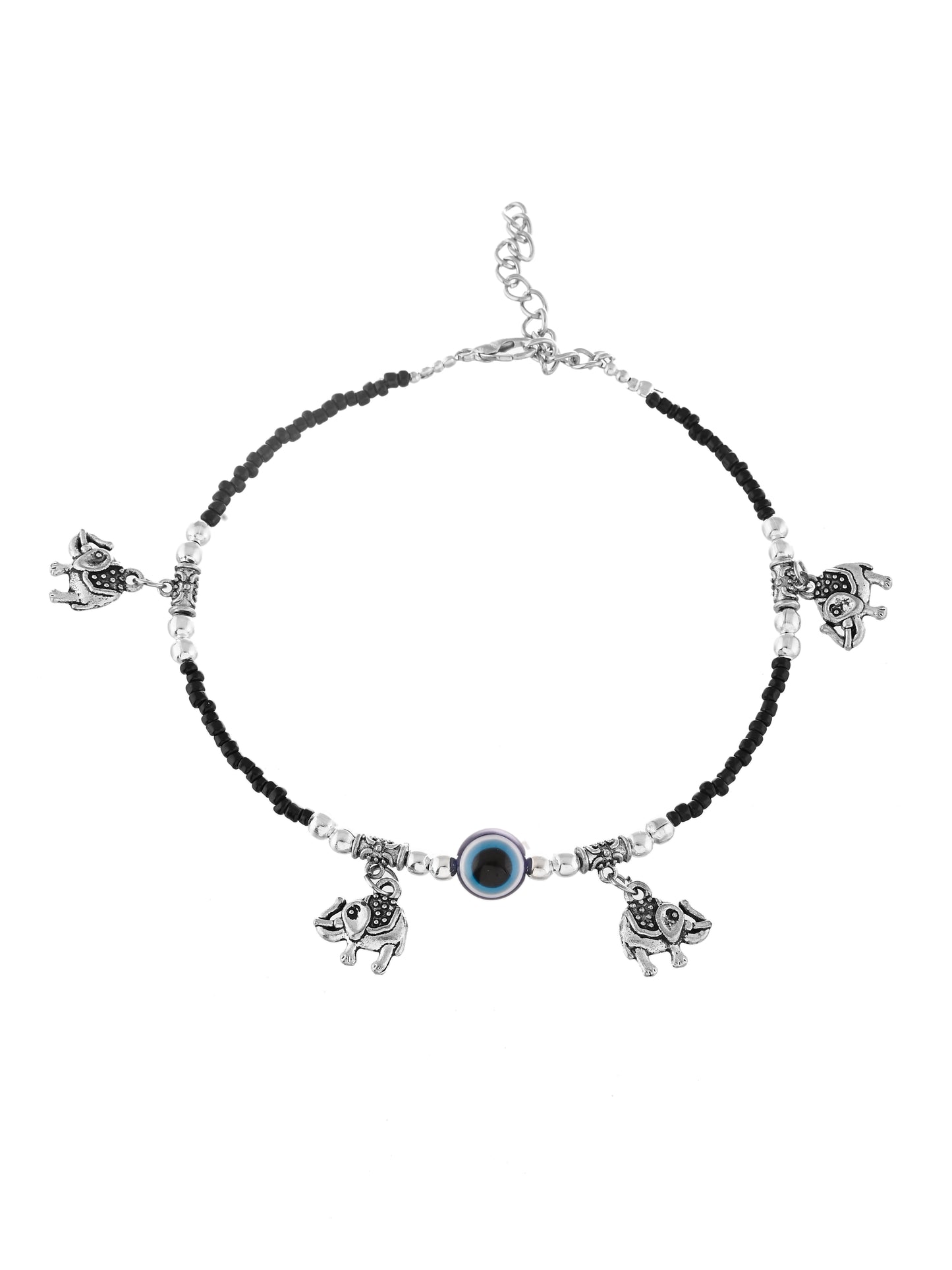 Black thread evil eye anklet