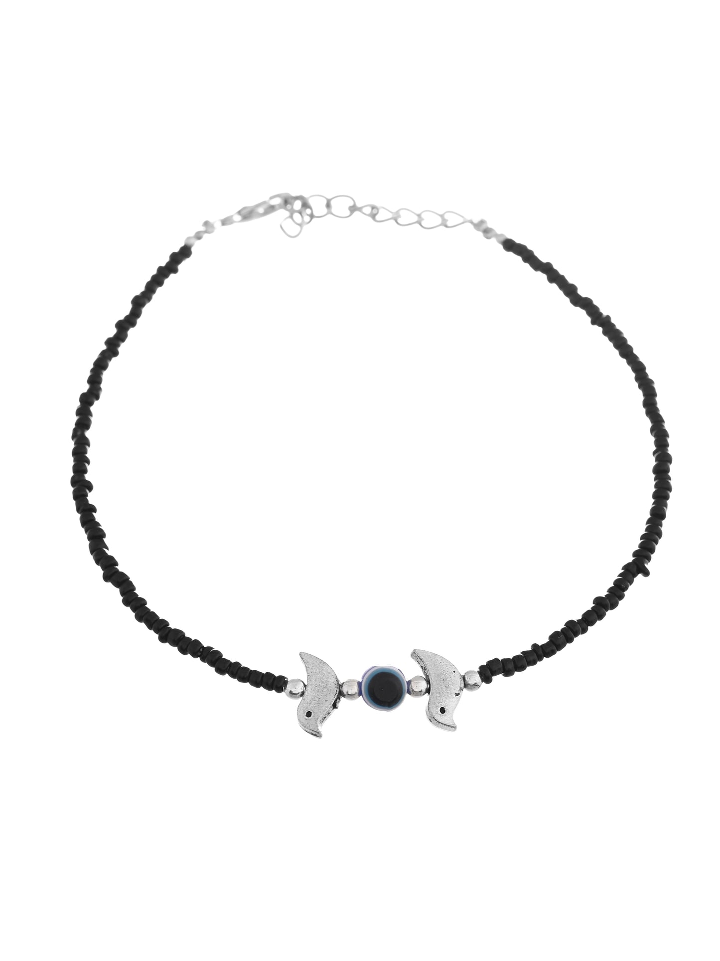 Black thread evil eye anklet