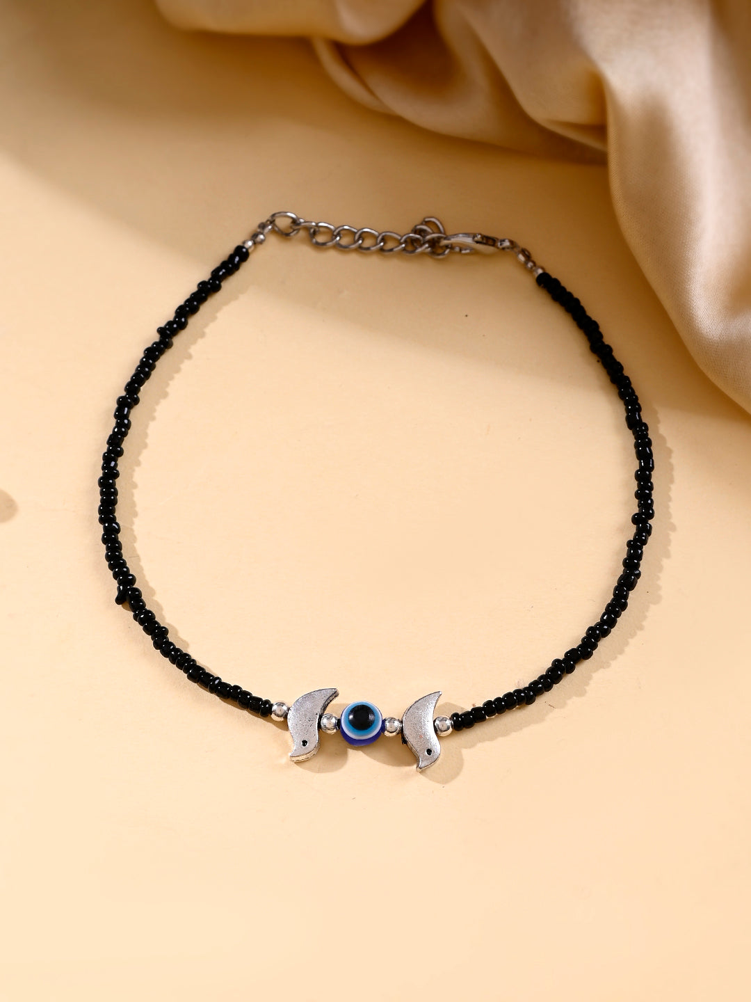 Black thread evil eye anklet