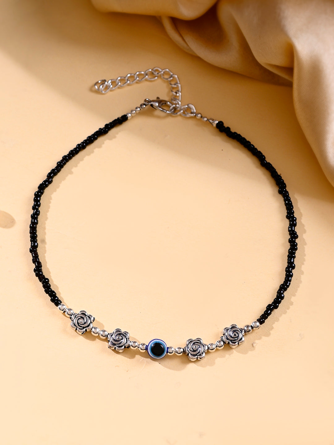 Black thread evil eye anklet