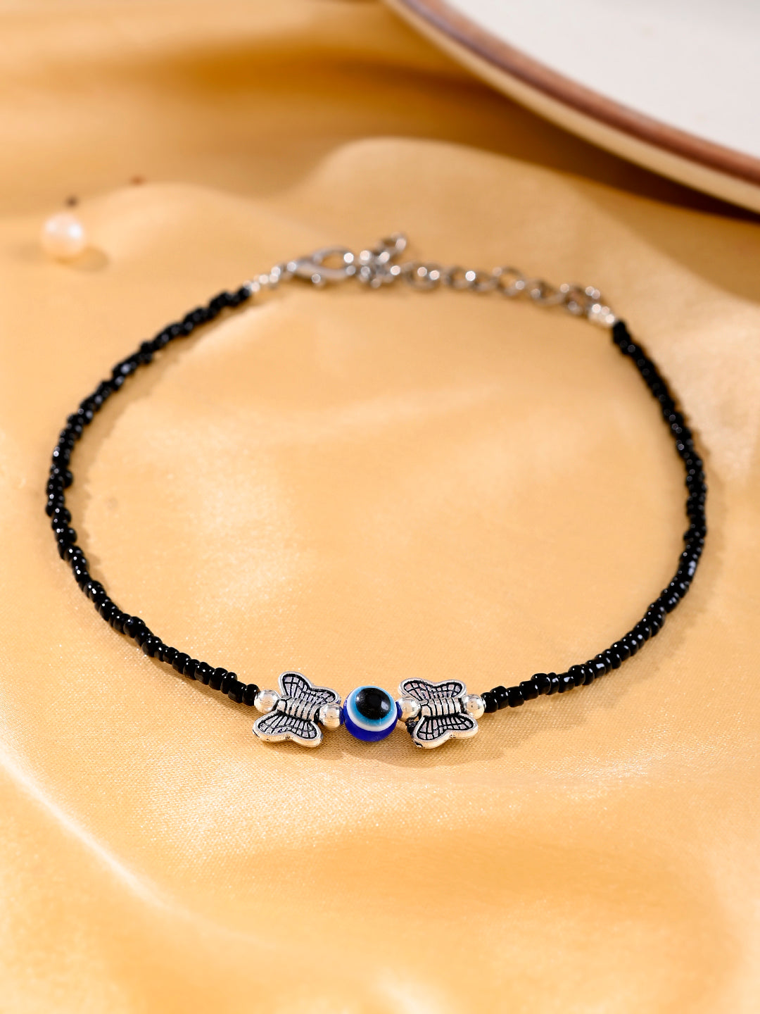 Black thread evil eye anklet