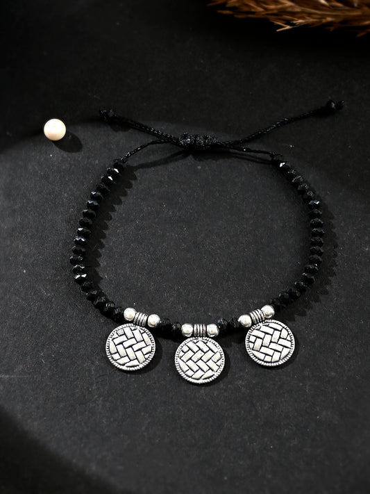 Black thread evil eye anklet